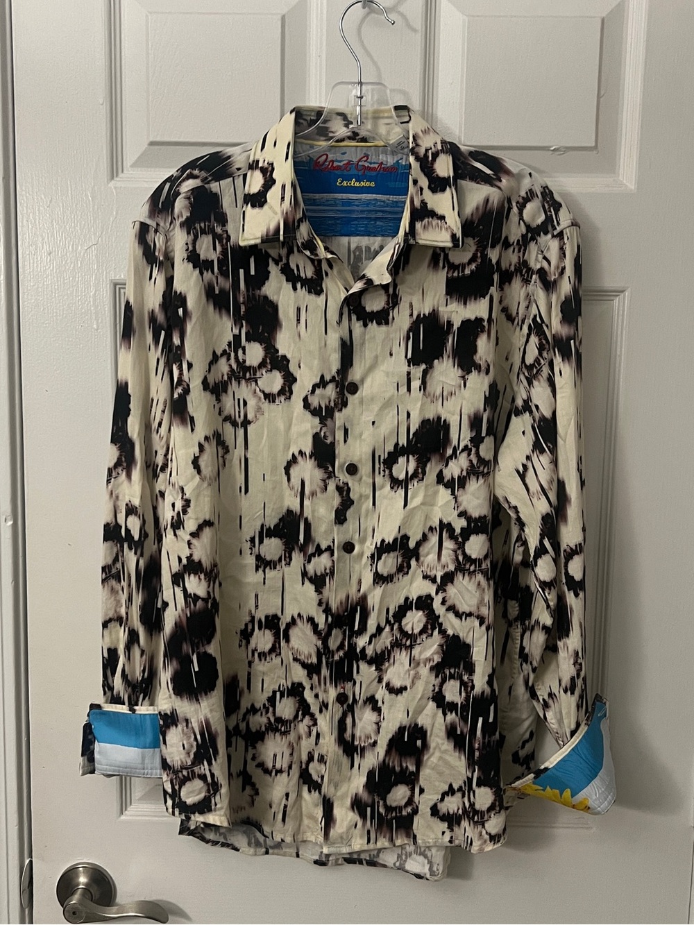 Robert Graham Exclusive Button Down Shirt Flip Cuff Size Large Abstract